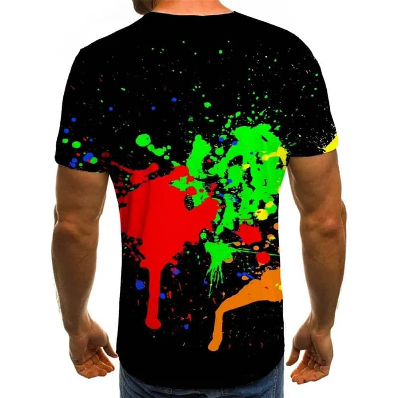 abstract t shirt  Funny 3D t shirt personality  men's art costume Casual fun geometric colorful art