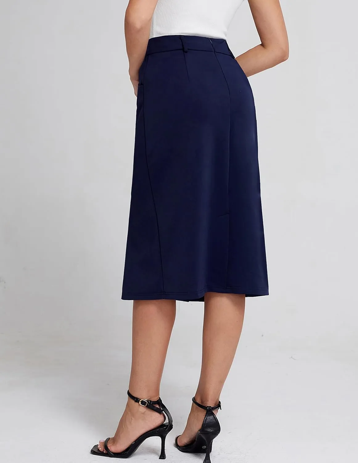 Belle Poque Women Pencil Skirt High Waisted Midi Pencil Skirt with Pockets