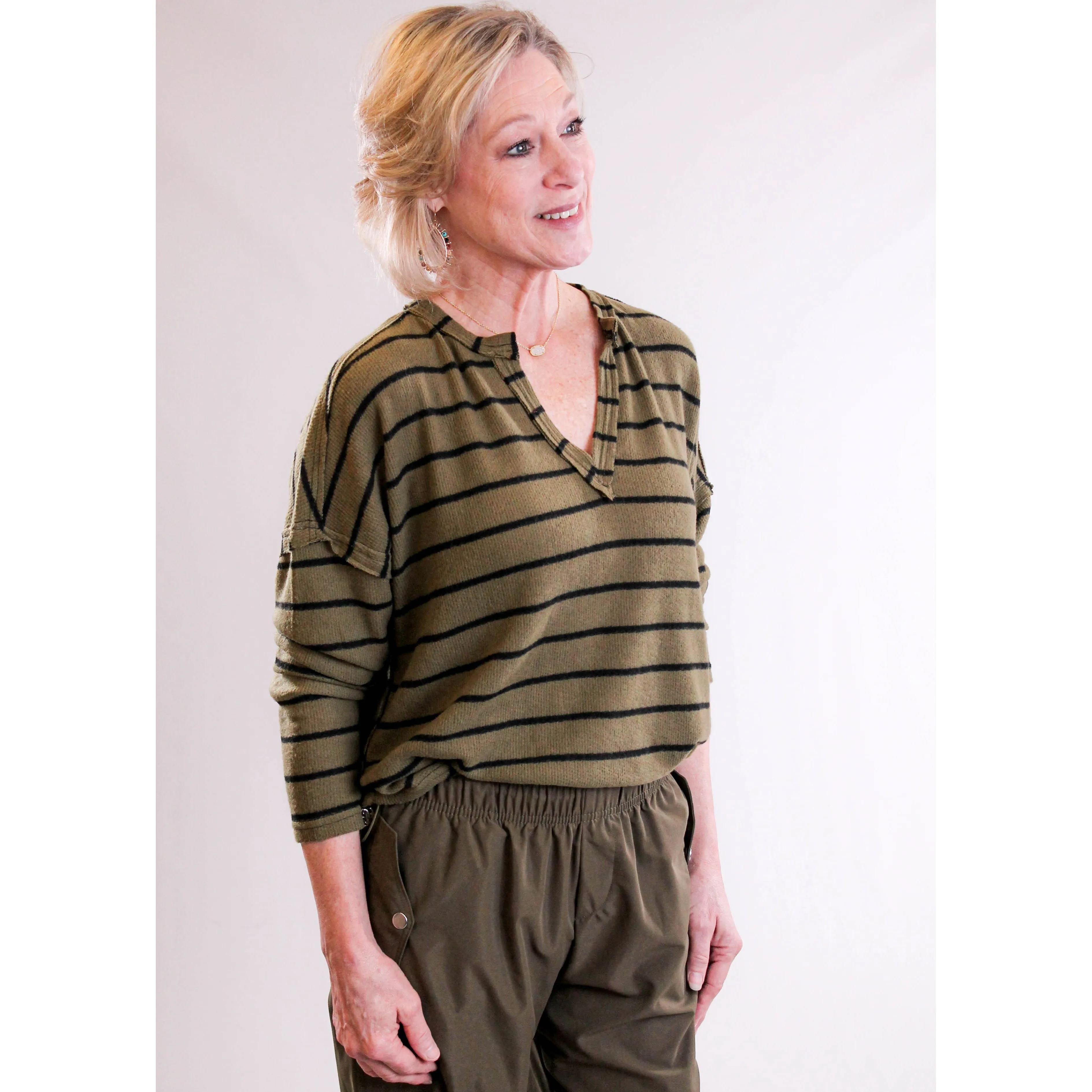 Blu Pepper Long Sleeve Top with Stripes