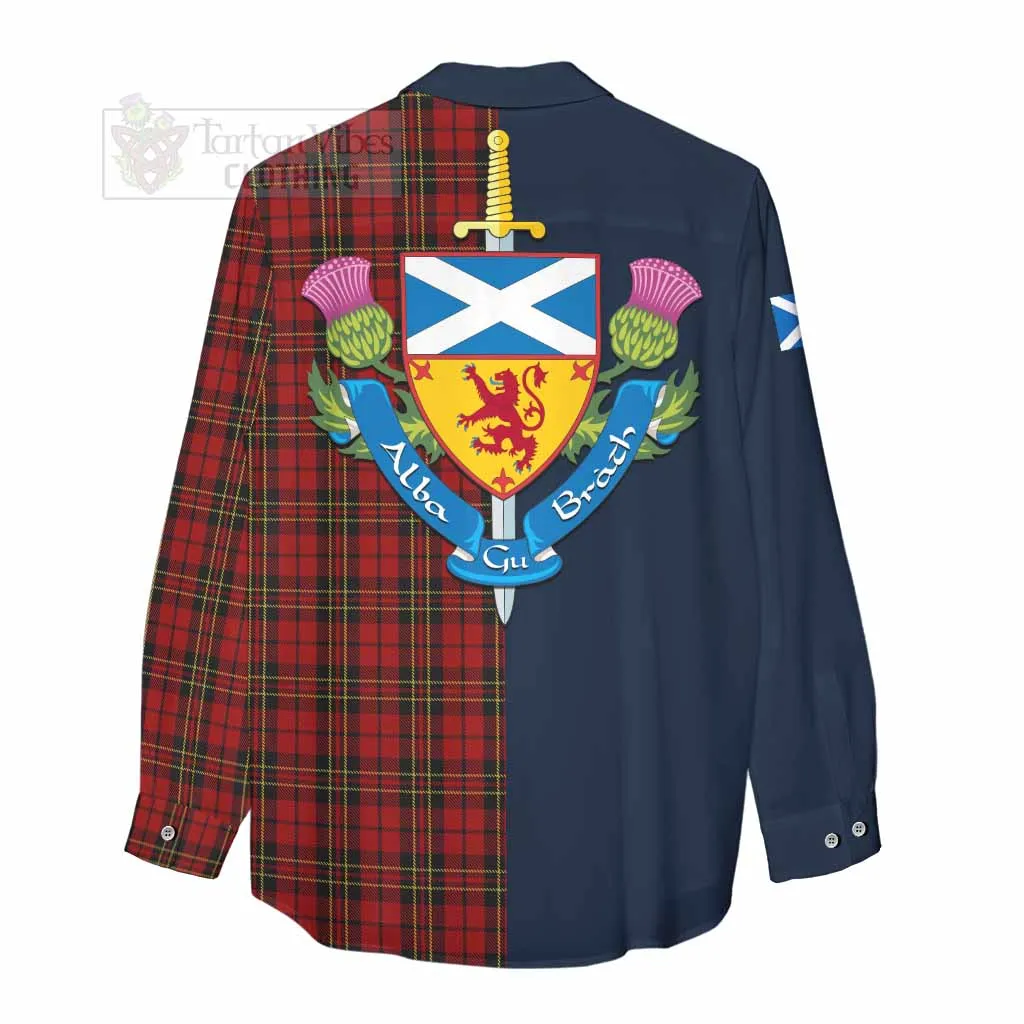 Brodie Tartan Women's Casual Shirt Alba with Scottish Lion Royal Arm Half Style