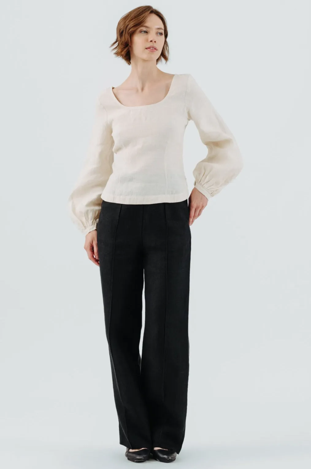 Carmen Top, Long Sleeve, Hemp, Milky White