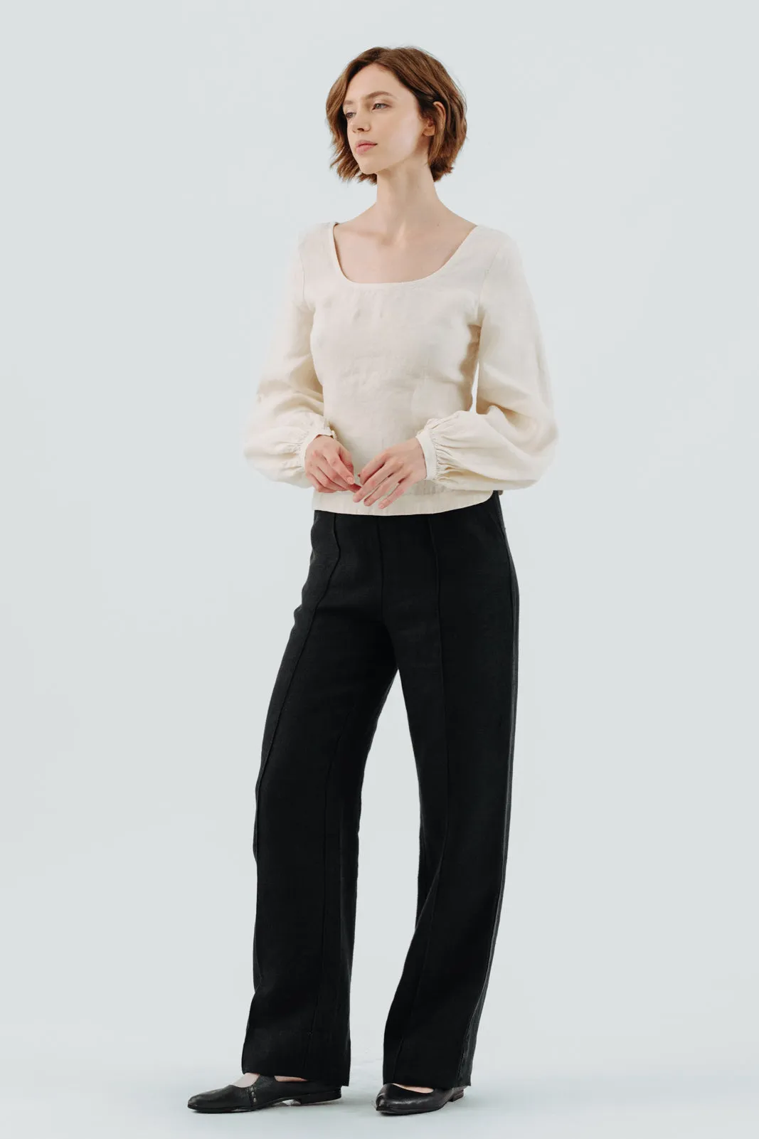 Carmen Top, Long Sleeve, Hemp, Milky White