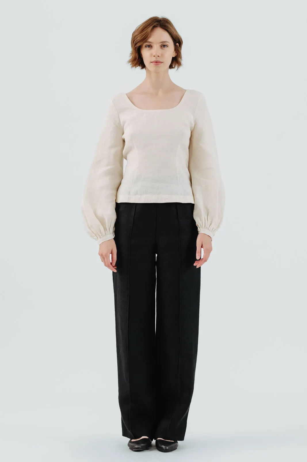 Carmen Top, Long Sleeve, Hemp, Milky White