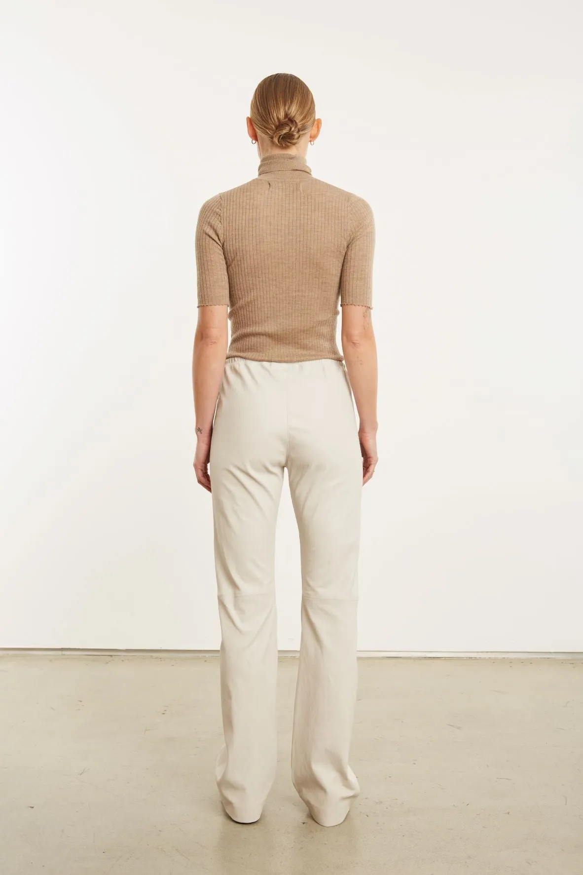 Chalk Leather Straight Leg Pants
