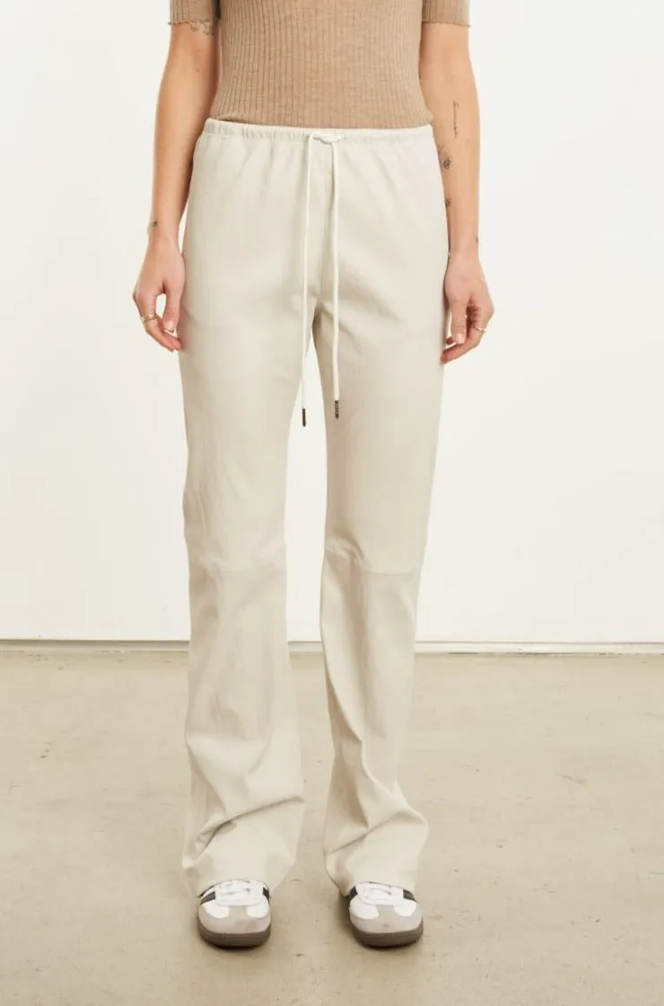 Chalk Leather Straight Leg Pants