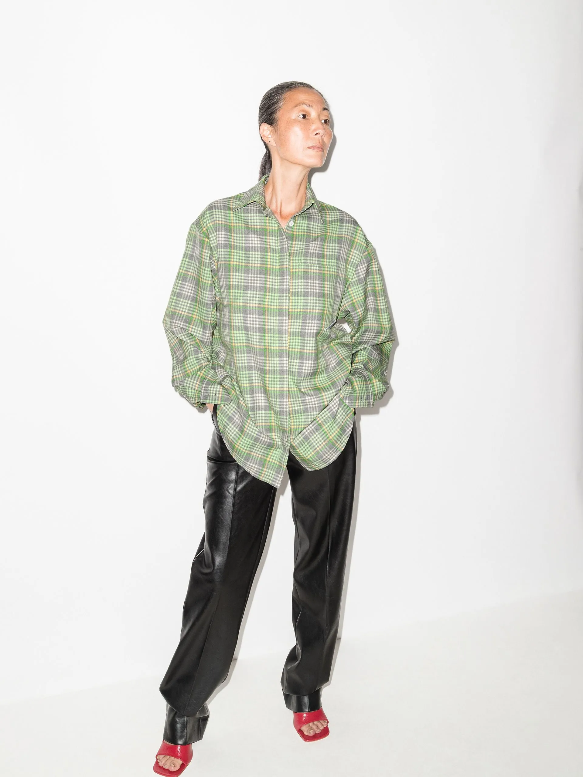 CHECKED SHIRT LIGHT GREEN by ALEKSANDRE AKHALKATSISHVILI