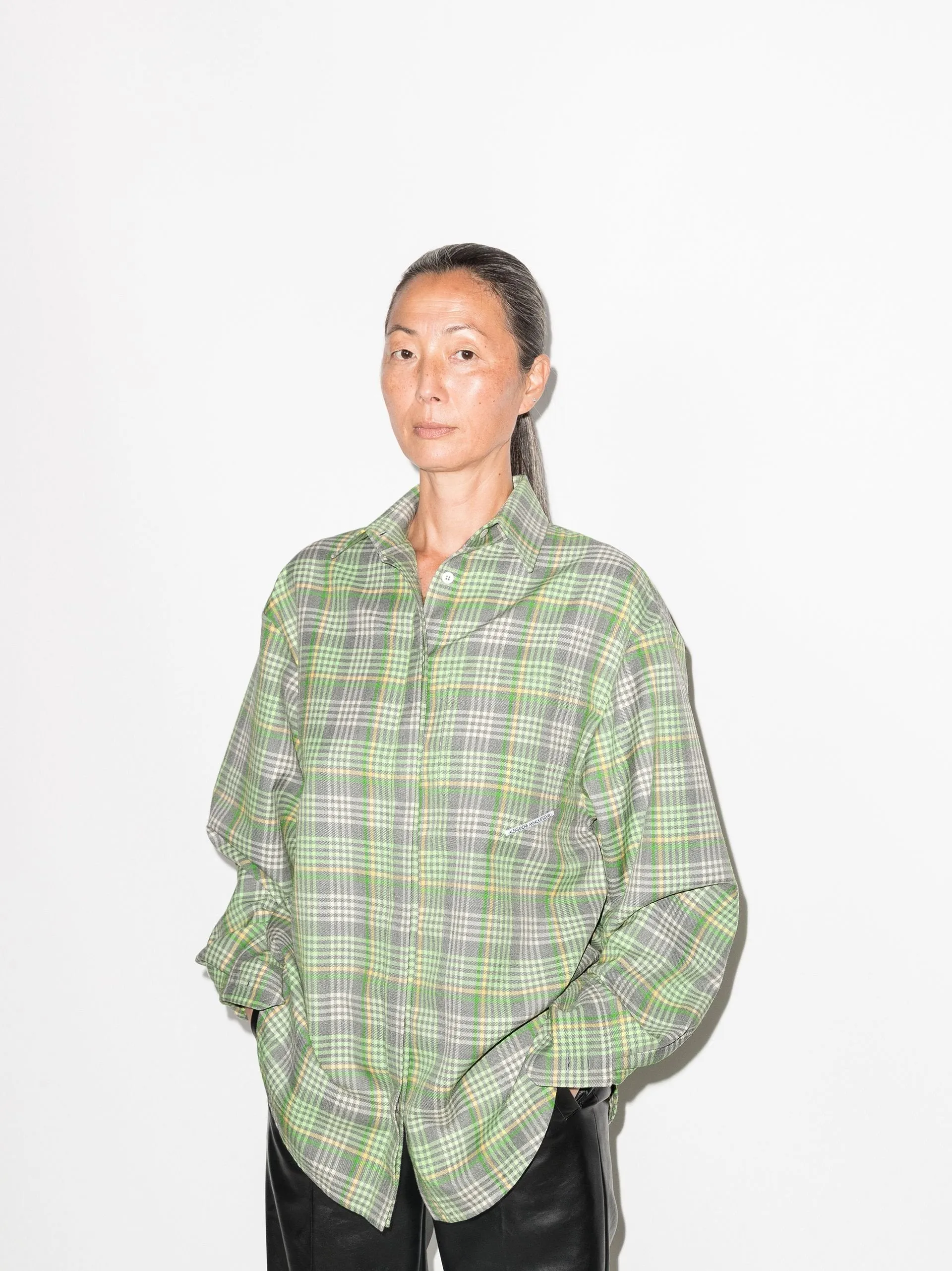 CHECKED SHIRT LIGHT GREEN by ALEKSANDRE AKHALKATSISHVILI