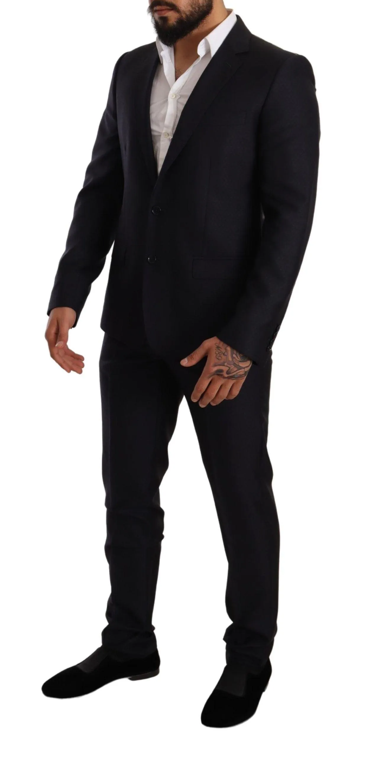 Dolce & Gabbana Blue Pattern MARTINI SLIM FIT 2 Piece Suit