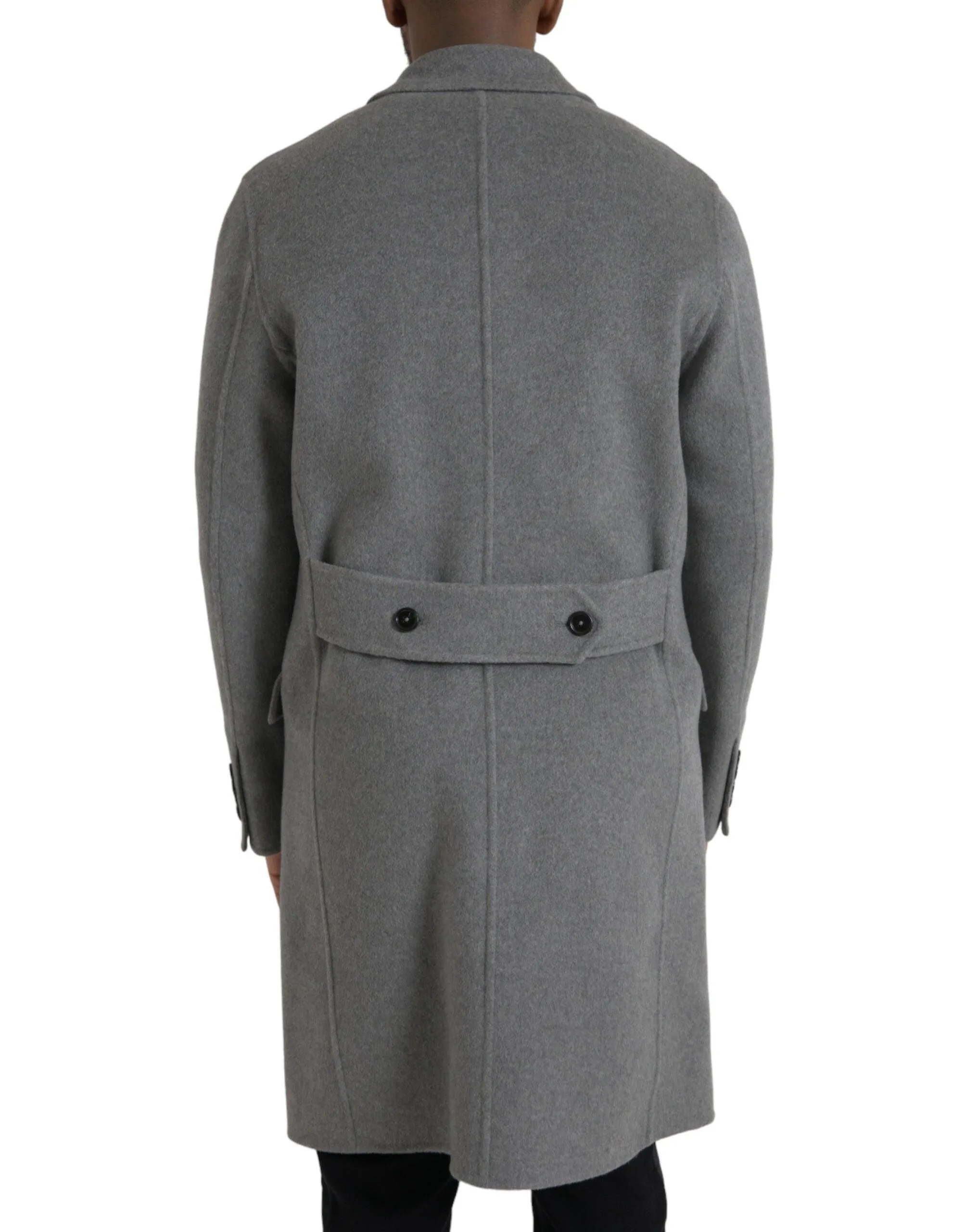 Dolce & Gabbana Gray Double Pockets Cashmere Coat