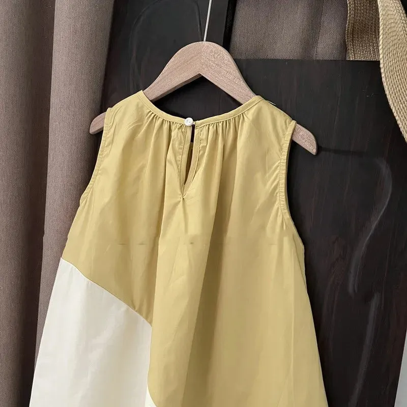 Girls' Summer Dresses Contrast Abstract Dress Individualized Vest Dress Children's Simple Fashion Dress Baby Kids Girls Clothing