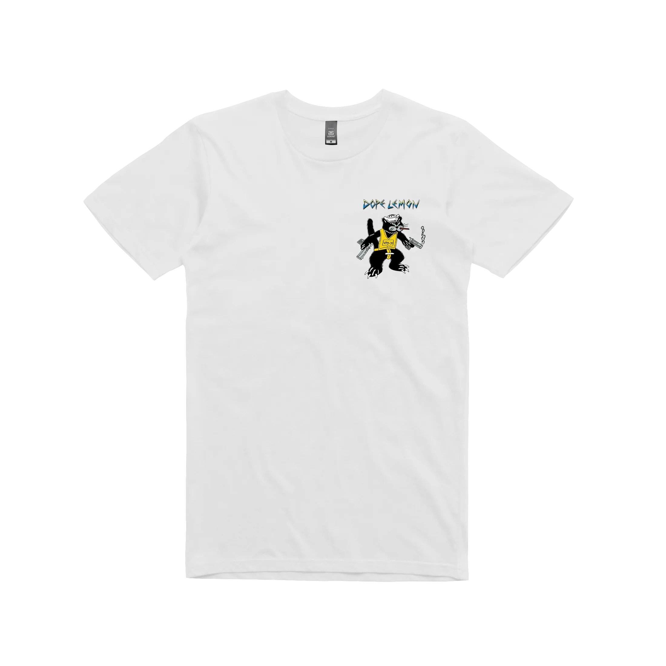 Gun Cat / White T-shirt