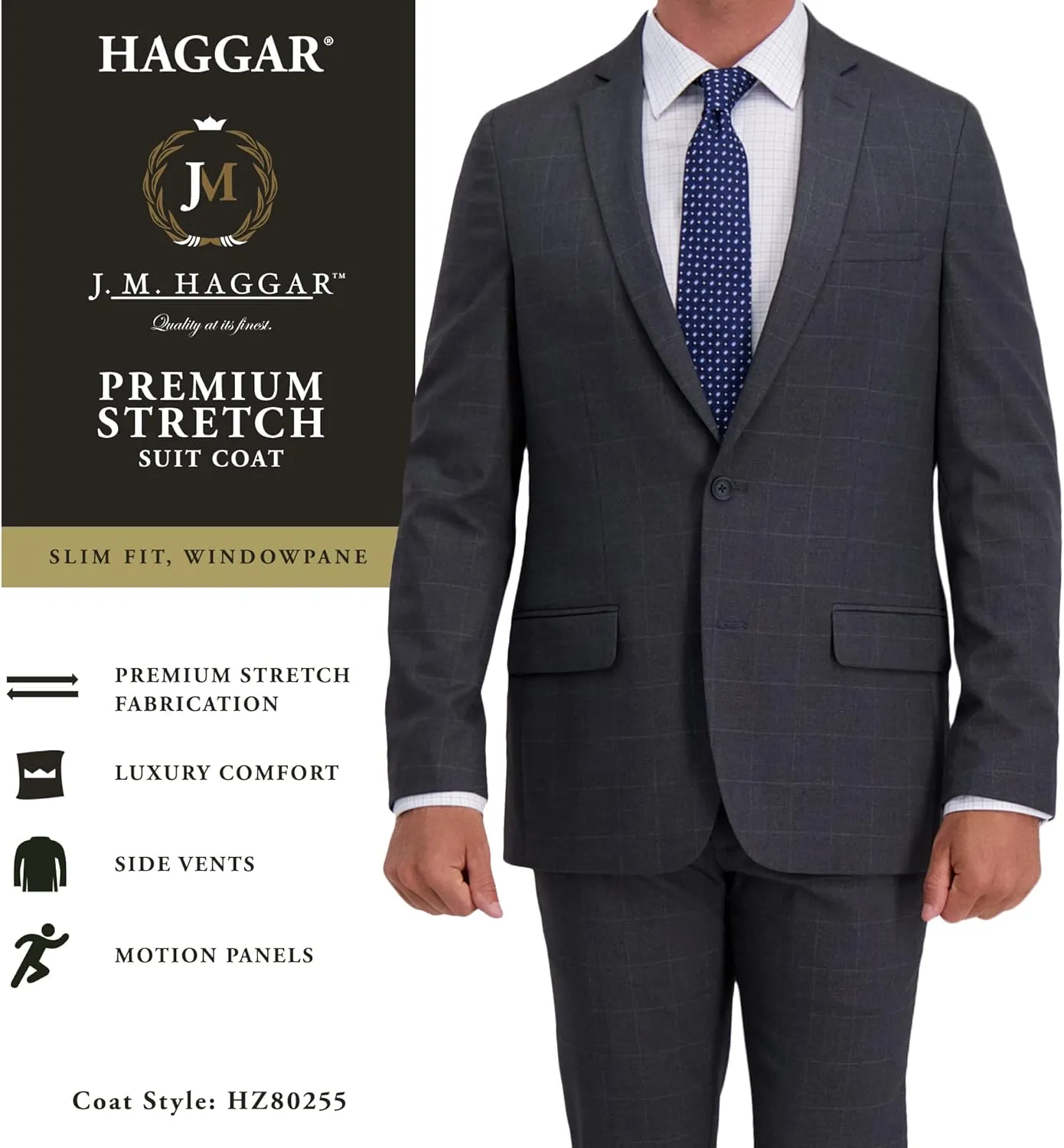 J.M. Haggar Men's Premium Stretch Classic Fit Suit Separate Coat (Regular and Big & Tall Sizes)