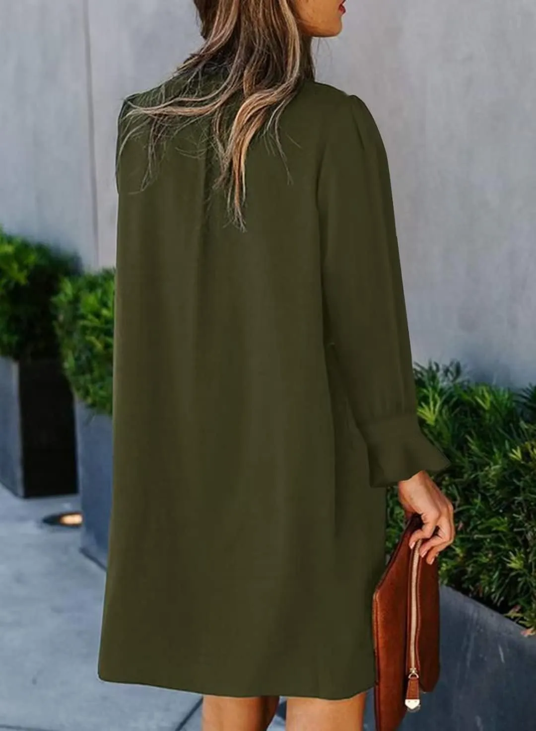 JOCAFIYE Womens Dresses Summer Casual Dress Long Sleeve V Neck Dress Shift Dress for Women 2025