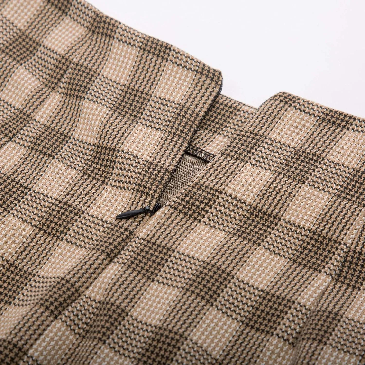Kate Kasin Womens Knee Length Elastic Waist Stretchy Bodycon Plaid Business Pencil Skirt