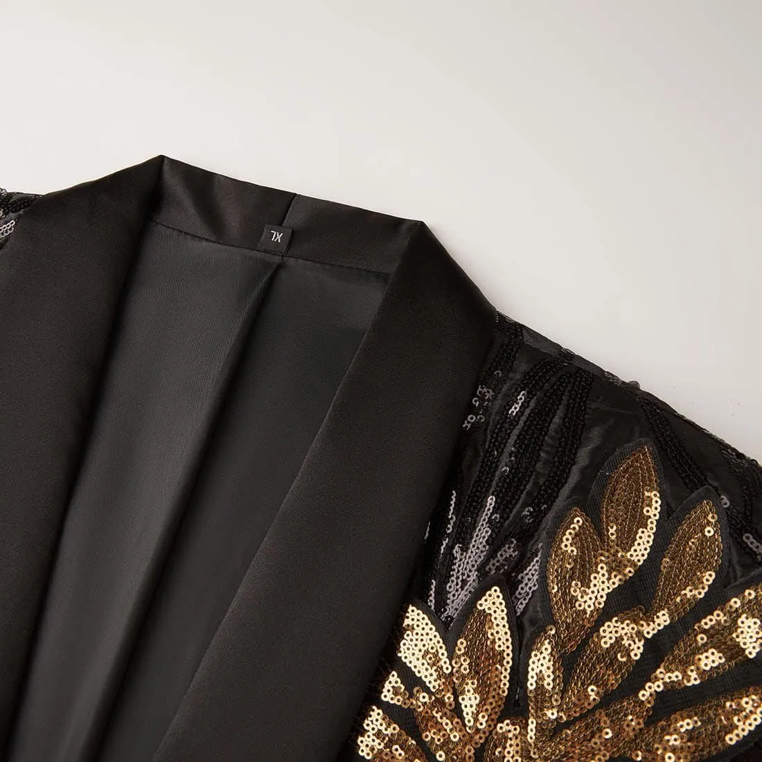 Men's Suit 2 Pieces Blazer and Pants Black with Gold Applique Fit for Wedding Prom