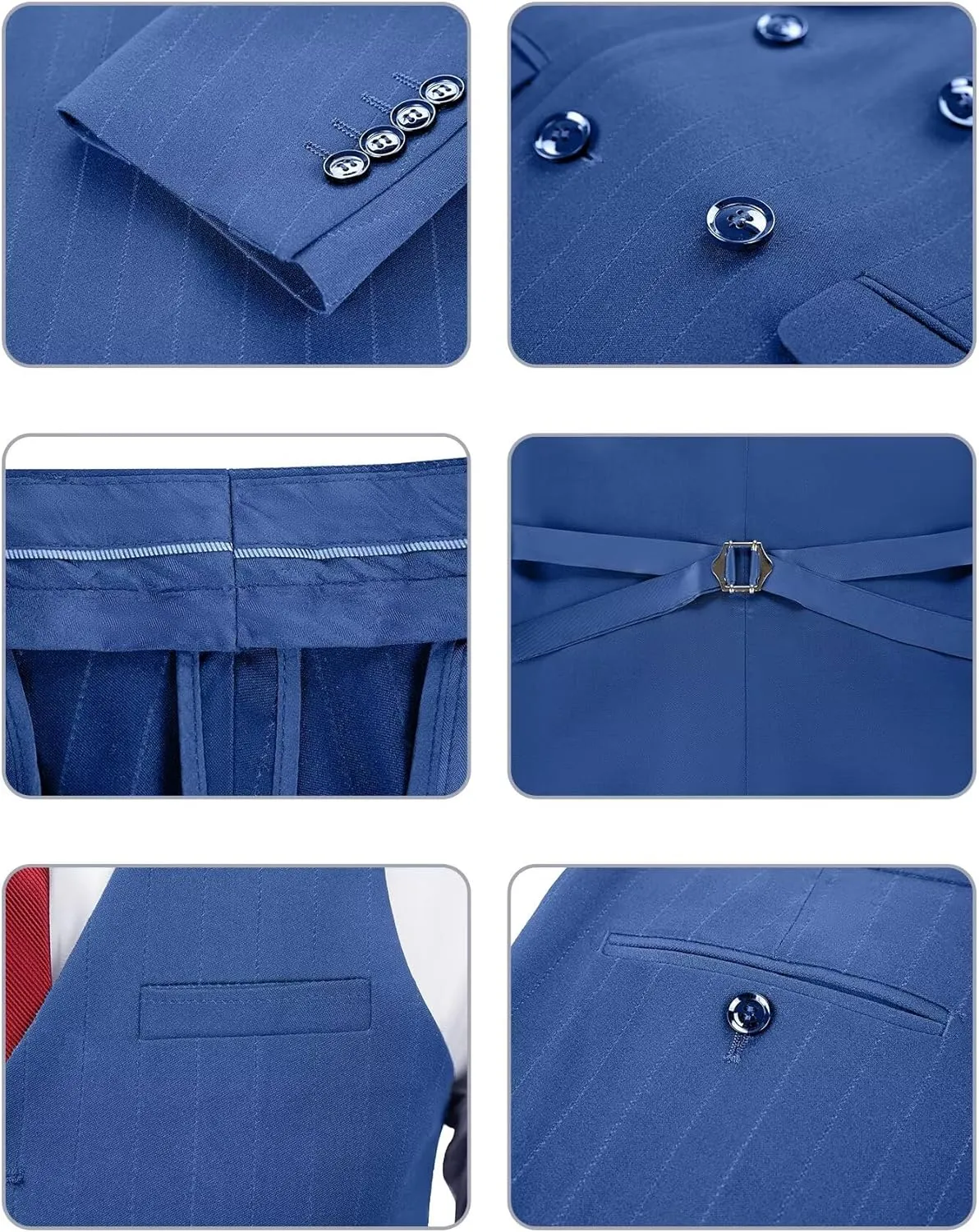 Men's Suit Set,3 Pieces Plaid Suit for Men Slim Fit Formal Bussiness Wedding Suit Prom Tuxedos Suit Blazer Vest Pant