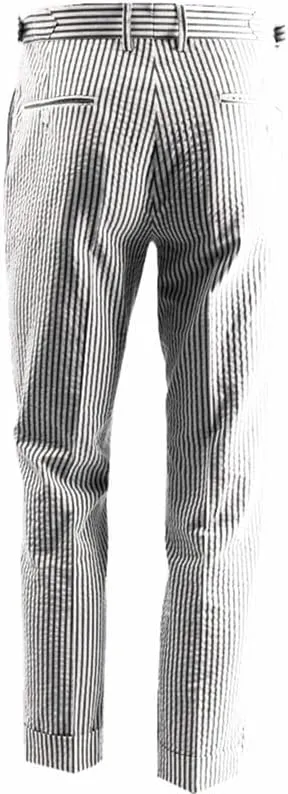 Men's Summer Seersucker Slim Fit Pants Flat Front Lightweight Sear Sucker Suit Separate Pants Trousers