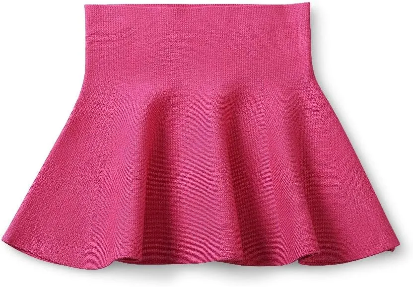 Mesinsefra Little Big Girls' High Waist Knitted Flared Pleated Skirt Casual