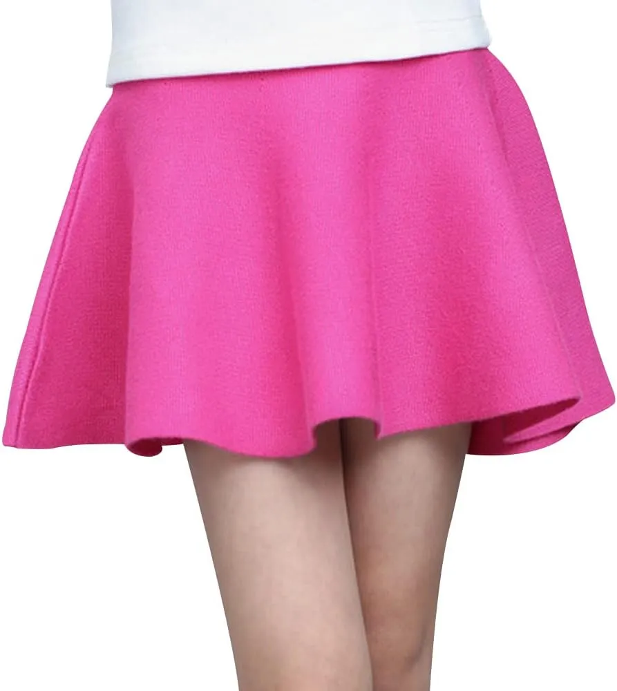 Mesinsefra Little Big Girls' High Waist Knitted Flared Pleated Skirt Casual