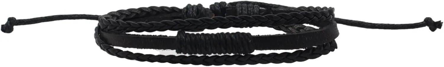 Mix 4 Wrap Bracelets for Mens,Hemp Cords Wood Beads Ethnic Tribal Bracelets