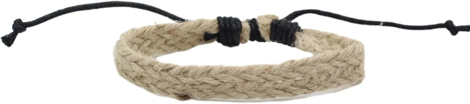Mix 4 Wrap Bracelets for Mens,Hemp Cords Wood Beads Ethnic Tribal Bracelets