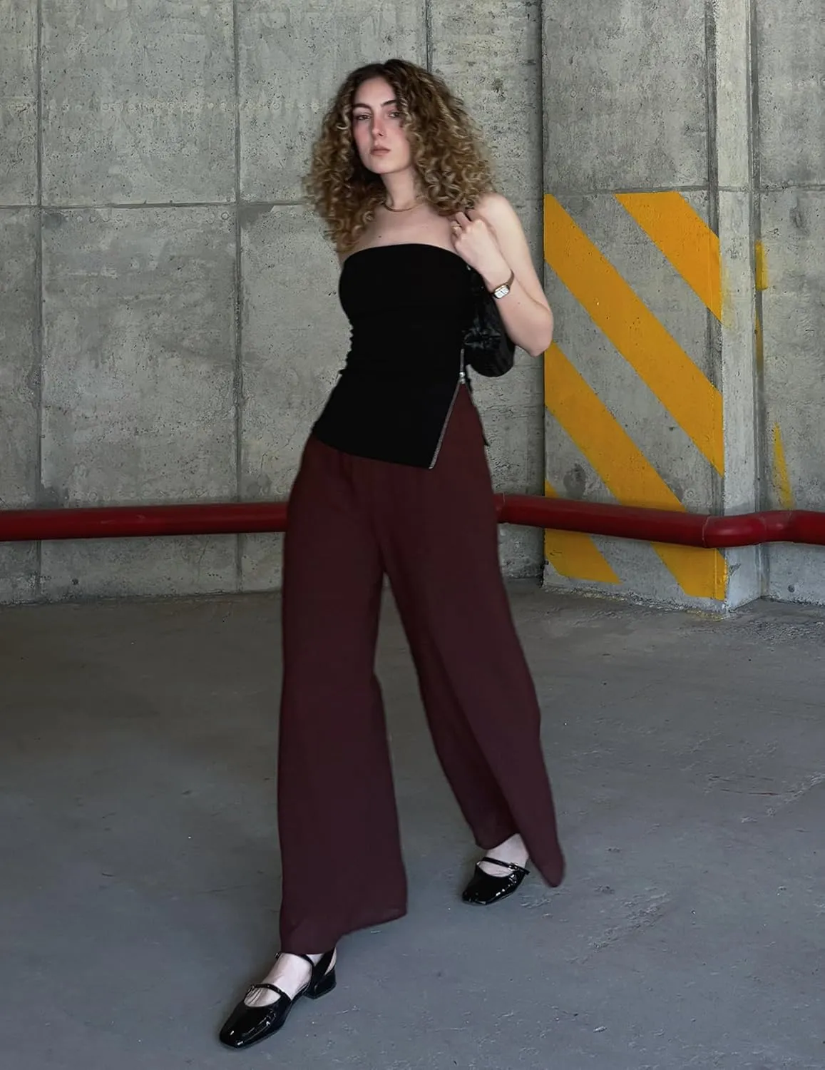 Palazzo Pants for Women Dressy Summer Casual Boho Chiffon Wide Leg Pants Elegant Flowy Beach Pants