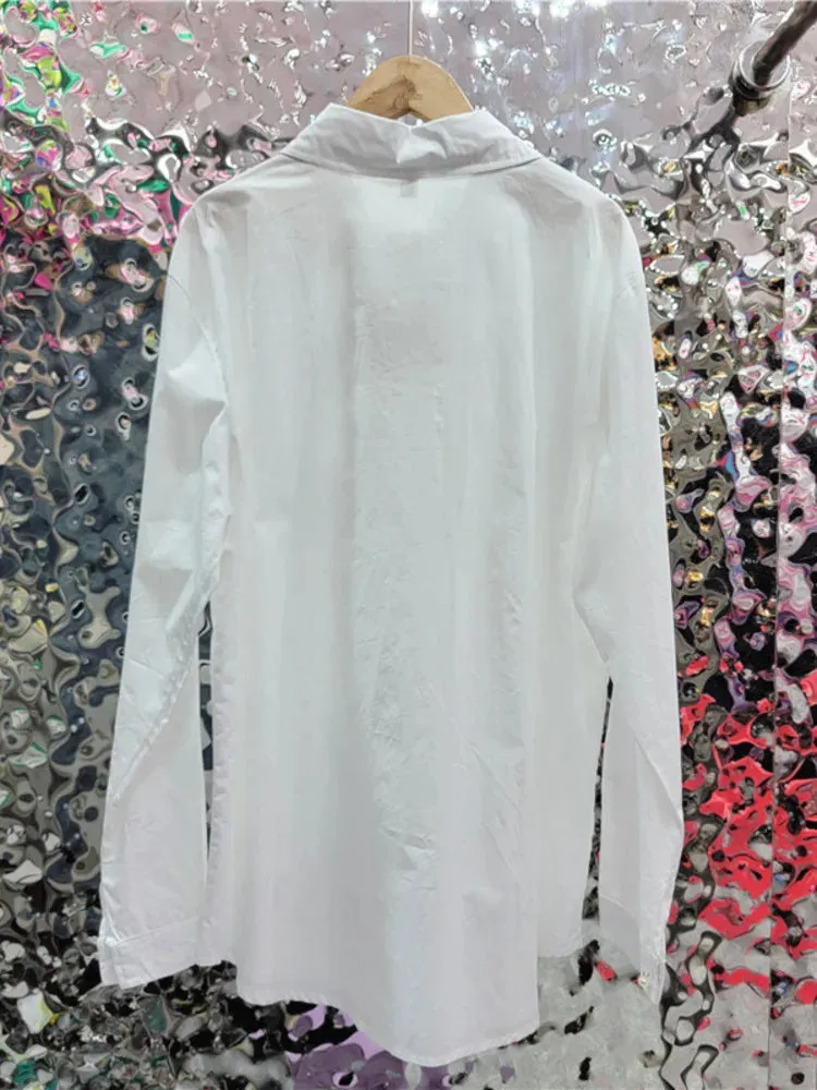 Pre Order:  Diamond Inlaid Loose Fit Long Sleeved Shirt