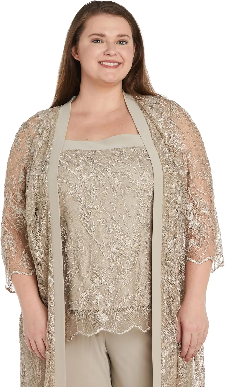 R&M Richards Womens 3PC Lace Suit Pants