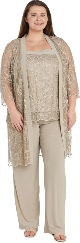 R&M Richards Womens 3PC Lace Suit Pants