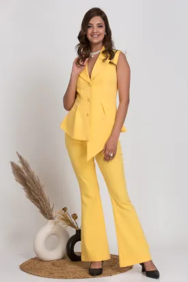Solid Workwear Asymmetric Sleeveless Business Suit