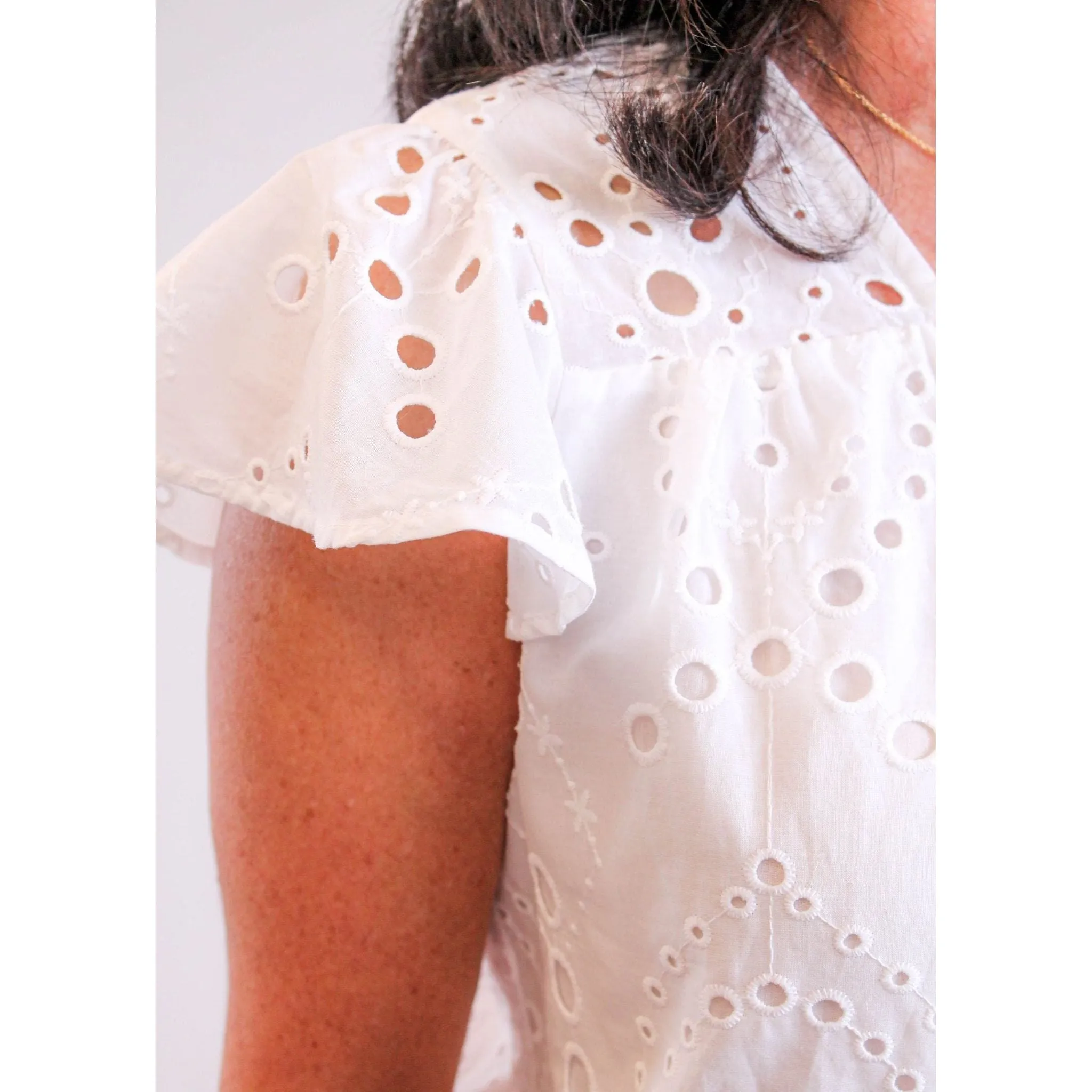 Tribal Cap Sleeve Button Down Blouse