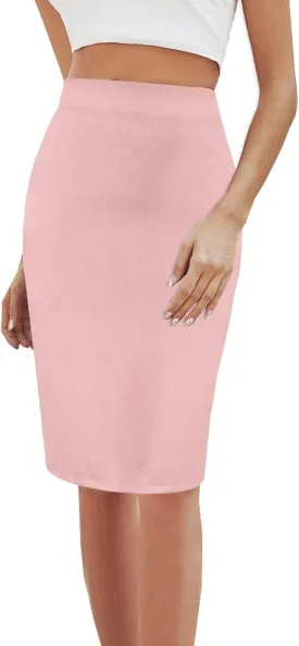 Women's Faux Suede Back Split Hip Packaged Skirt Midi Pencil Skirt