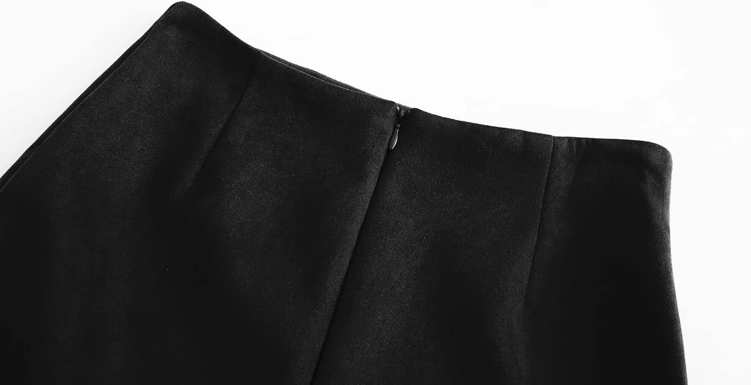 Women's Faux Suede Back Split Hip Packaged Skirt Midi Pencil Skirt