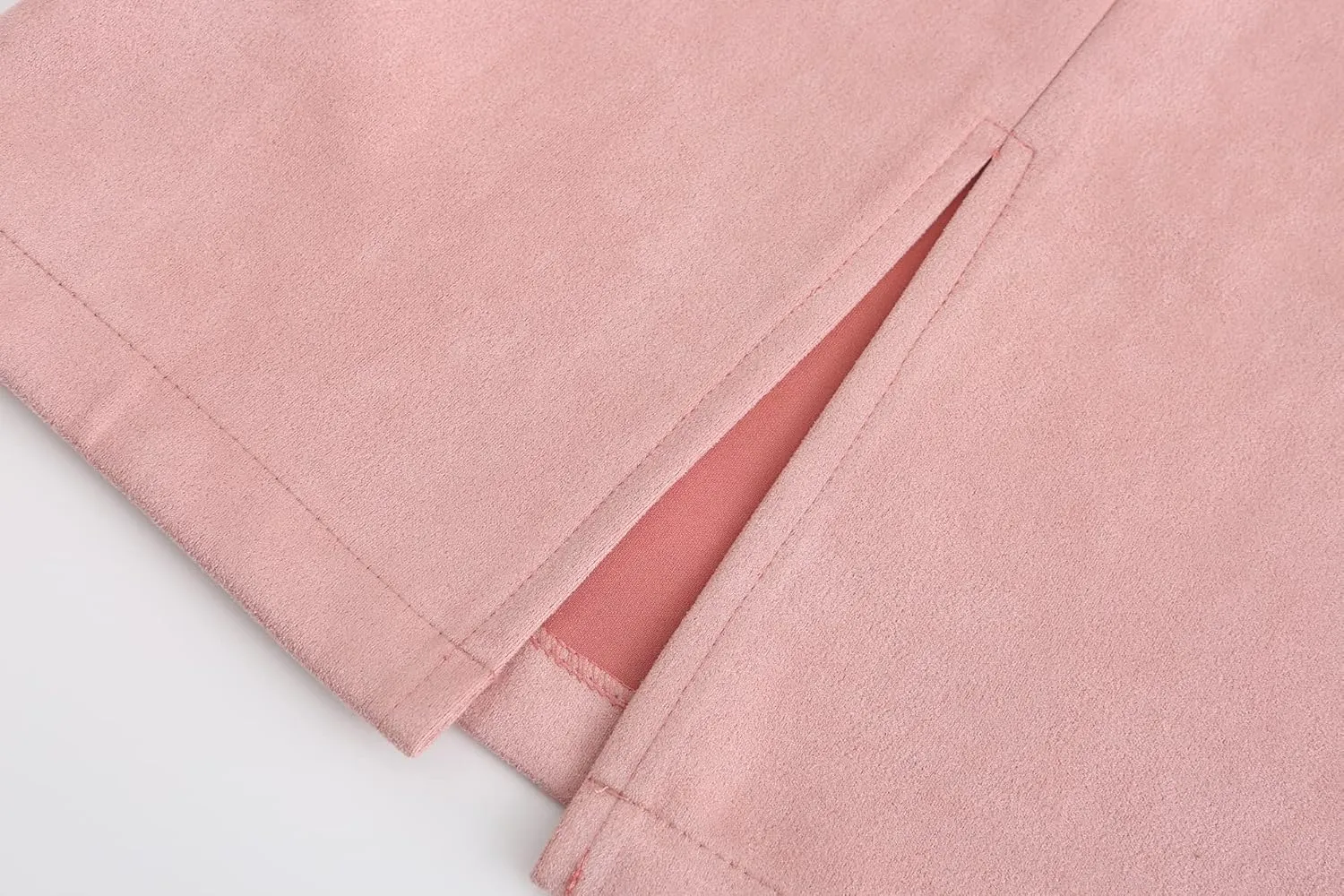 Women's Faux Suede Back Split Hip Packaged Skirt Midi Pencil Skirt
